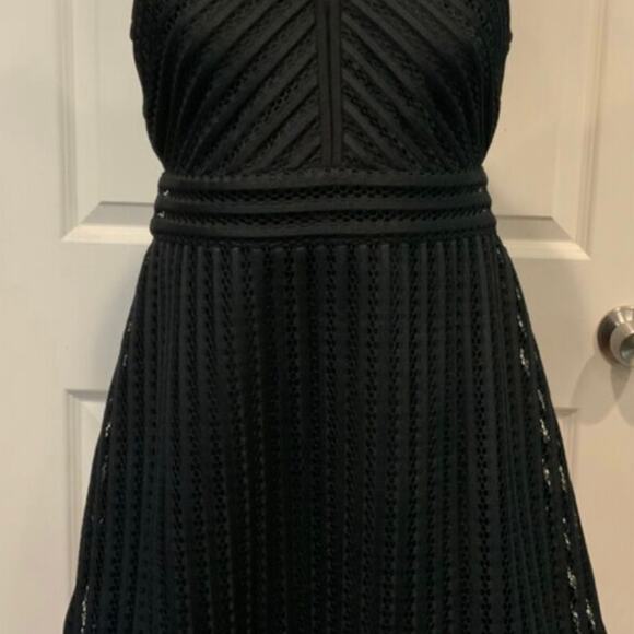J.Crew Size 8 Black Lace Solid Stripe V Neck Sleeveless Cocktail Dress - Picture 1 of 8